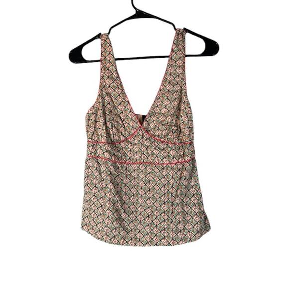 Gap Pink Multi Color Floral Mixed Print V-Neck Casual Tank Top Women Sz S - Picture 1 of 8
